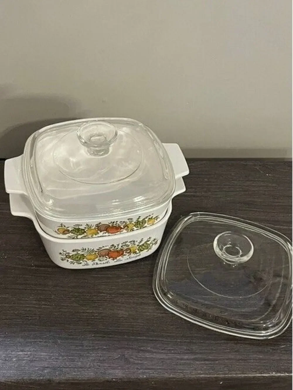 CorningWare Vintage Floral 2-Piece Square Casserole Dish Set with Glass Lids